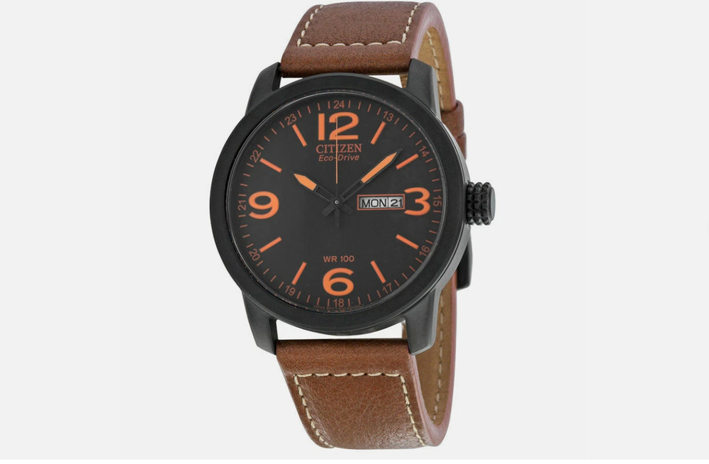 Citizen Eco-Drive Black Dial Brown Leather Strap Men's Watch BM8475-26E F/S